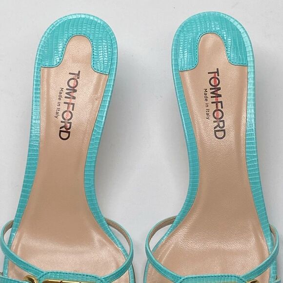 Tom Ford Whitney Laminated Lizard-Print 55MM Strappy Leather Sandals size 38.5 - Picture 6 of 15